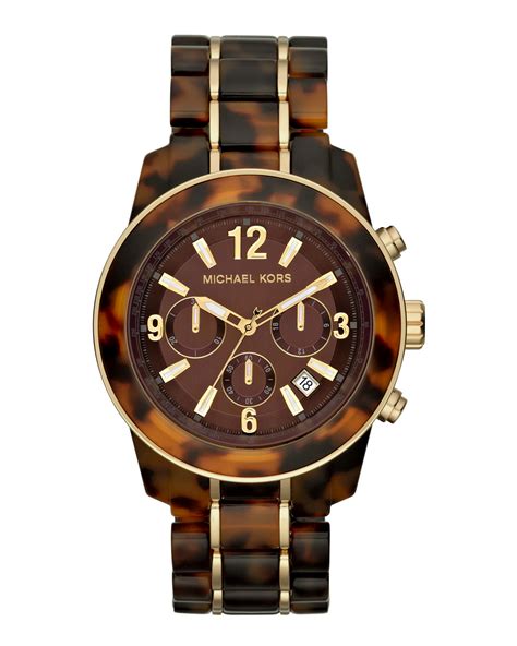 michael kors mk tortoise watch|Michael Kors tortoise shell acetate.